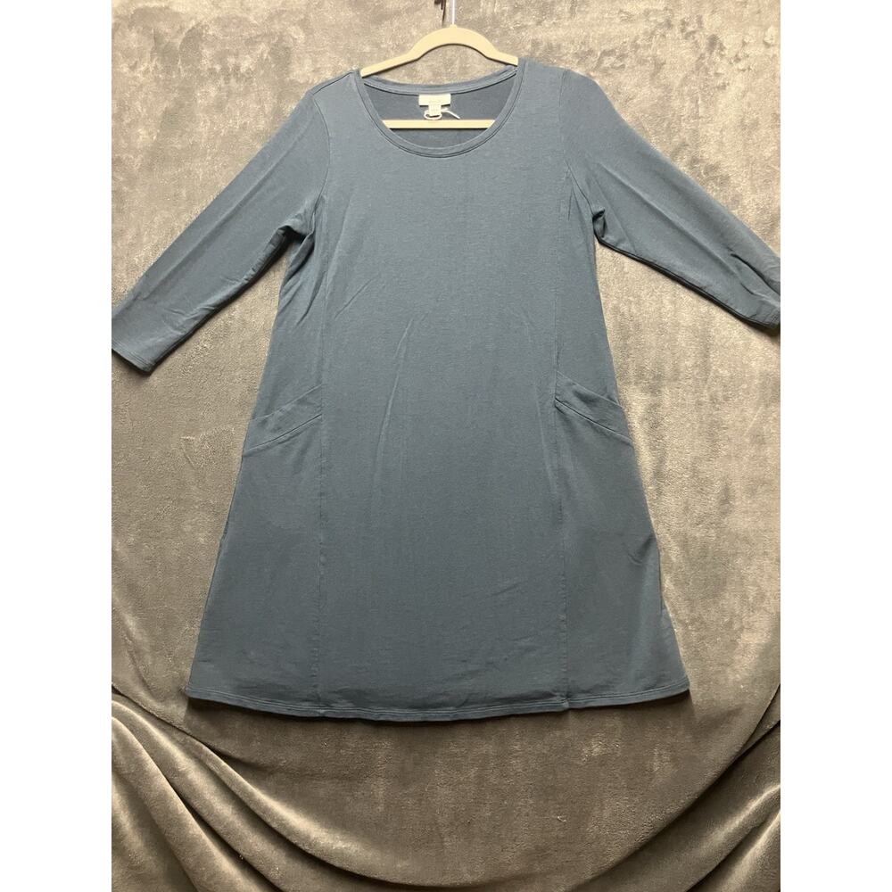 Pure Jill Tunic Dress Woman Sz S Blue Pockets Minimalist Capsule Lagenlook Boho